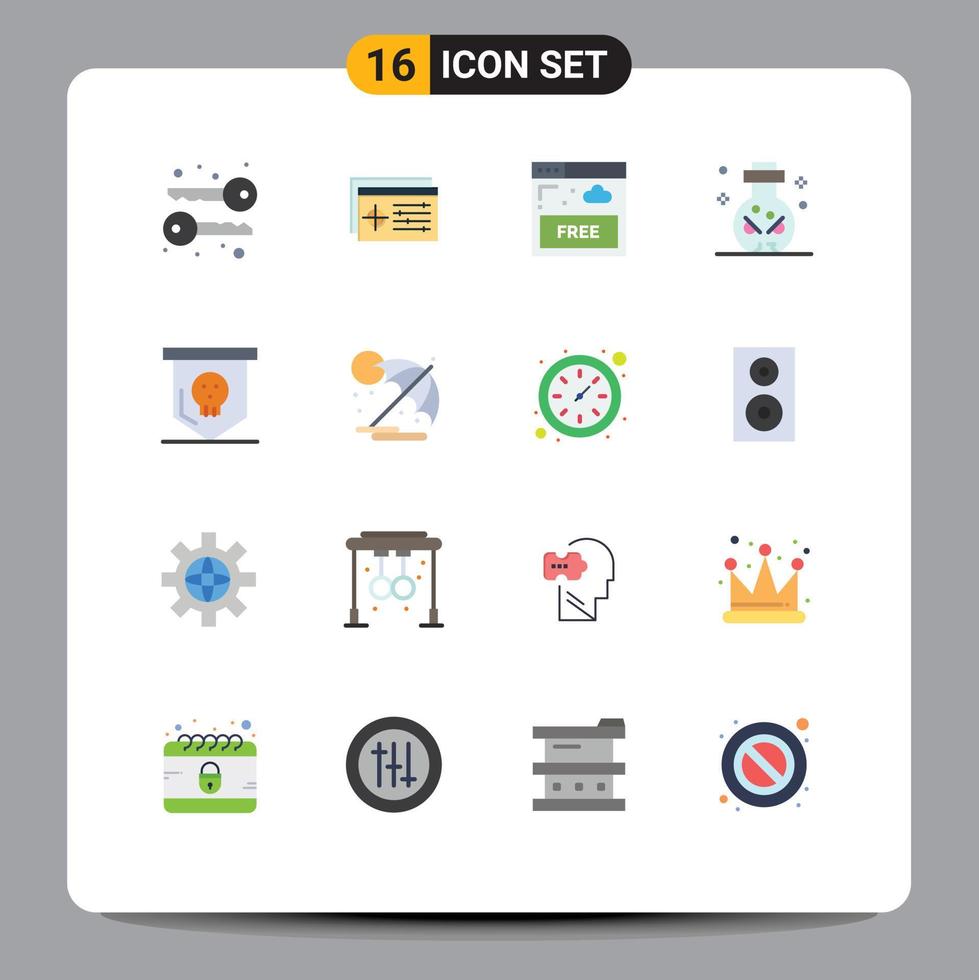 Group of 16 Modern Flat Colors Set for graphy internet setting object knife Editable Pack of Creative Vector Design Elements