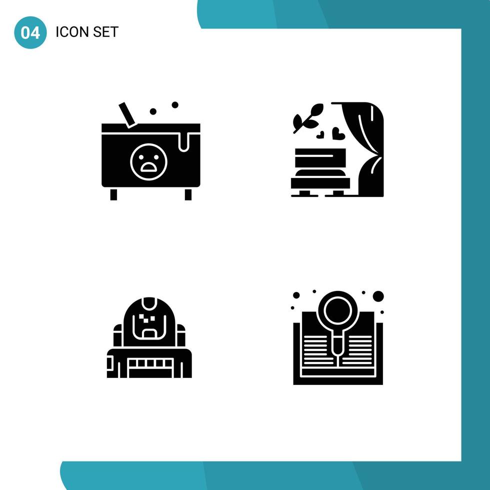 Set of 4 Modern UI Icons Symbols Signs for cauldron astronaut halloween love explorer Editable Vector Design Elements