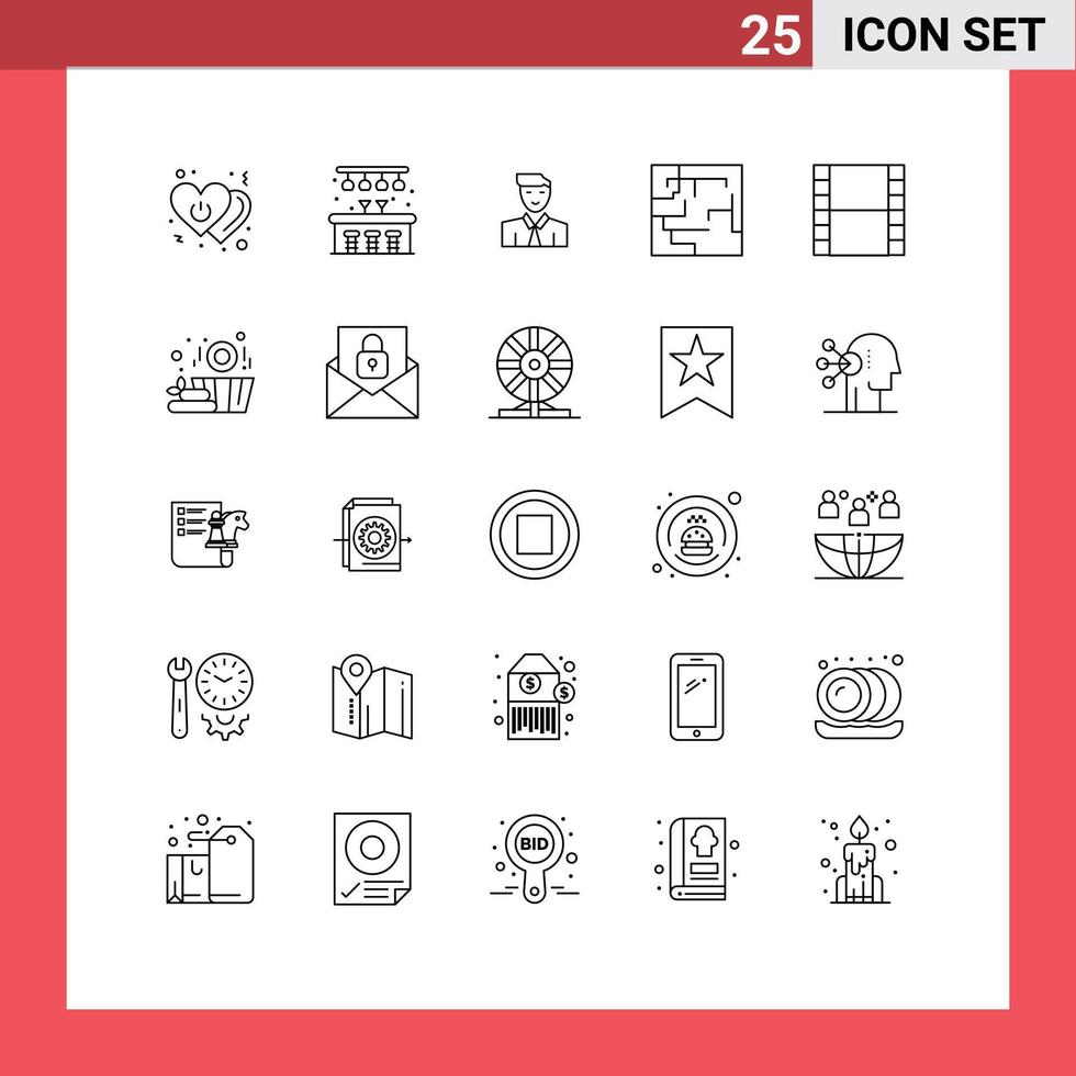 conjunto de 25 iconos modernos de ui símbolos signos para strip maze man map avatar elementos de diseño vectorial editables vector