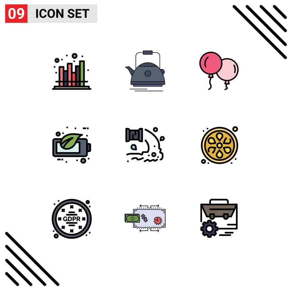 Modern Set of 9 Filledline Flat Colors and symbols such as factory green camping ecology spring Editable Vector Design Elements