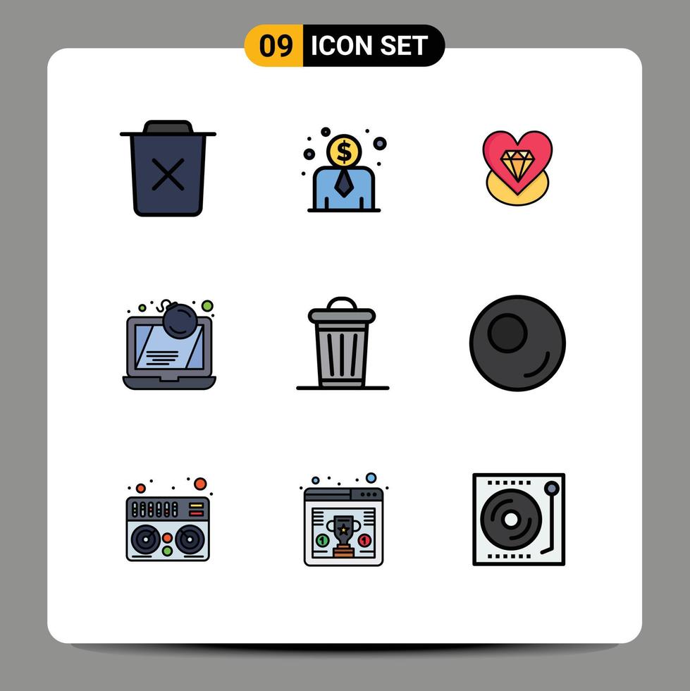 Set of 9 Modern UI Icons Symbols Signs for plant laptop love crime bomb Editable Vector Design Elements