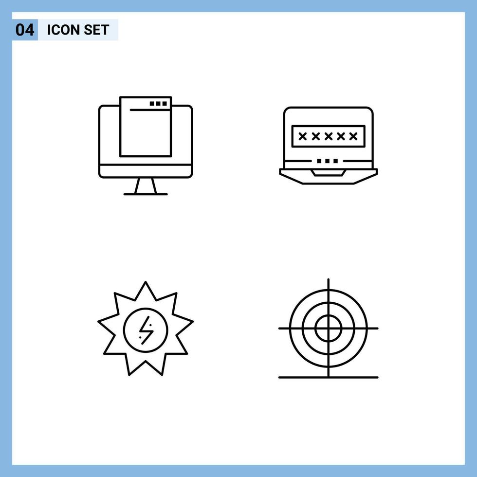 4 iconos creativos signos y símbolos modernos de energía informática imac energía informática elementos de diseño vectorial editables vector