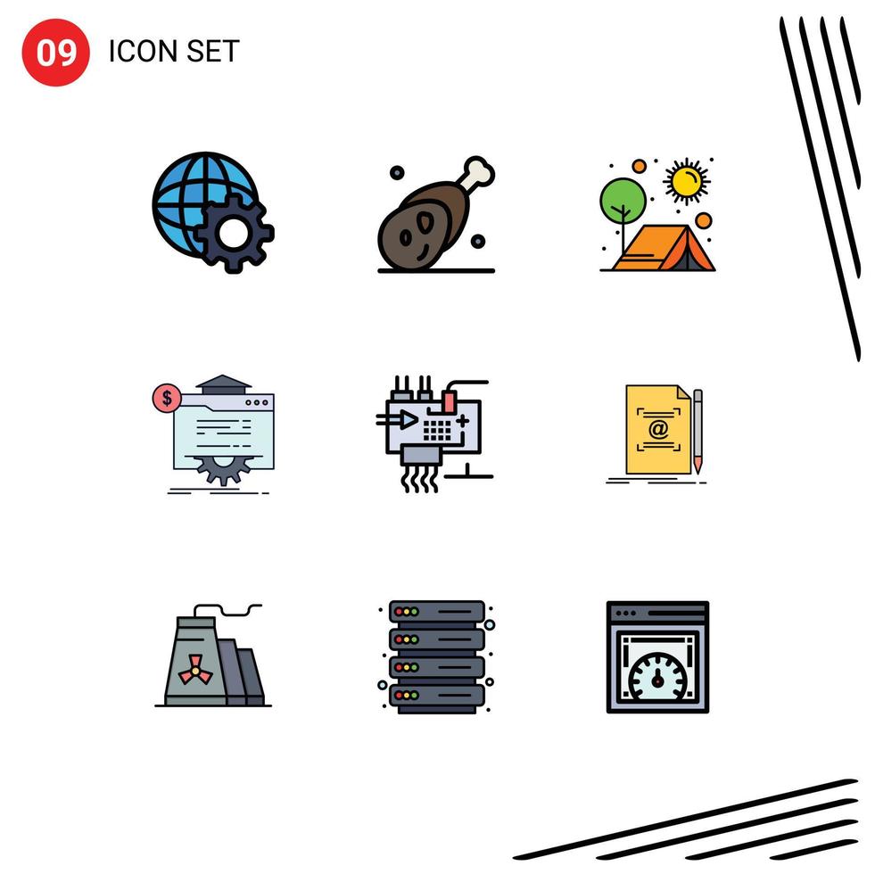 9 Creative Icons Modern Signs and Symbols of website globe camp progress sun Editable Vector Design Elements