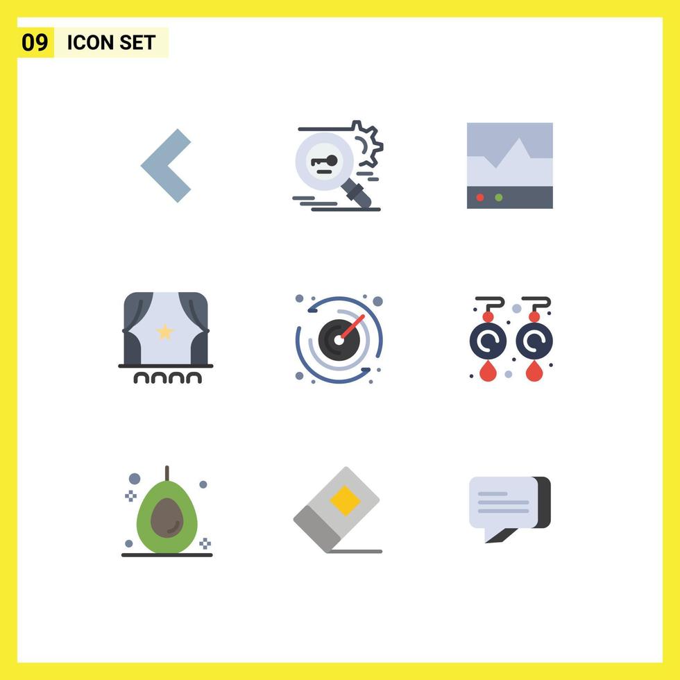 conjunto de 9 iconos de interfaz de usuario modernos signos de símbolos para dispositivos de multitud de cronómetros elementos de diseño de vectores editables de alcance de cine