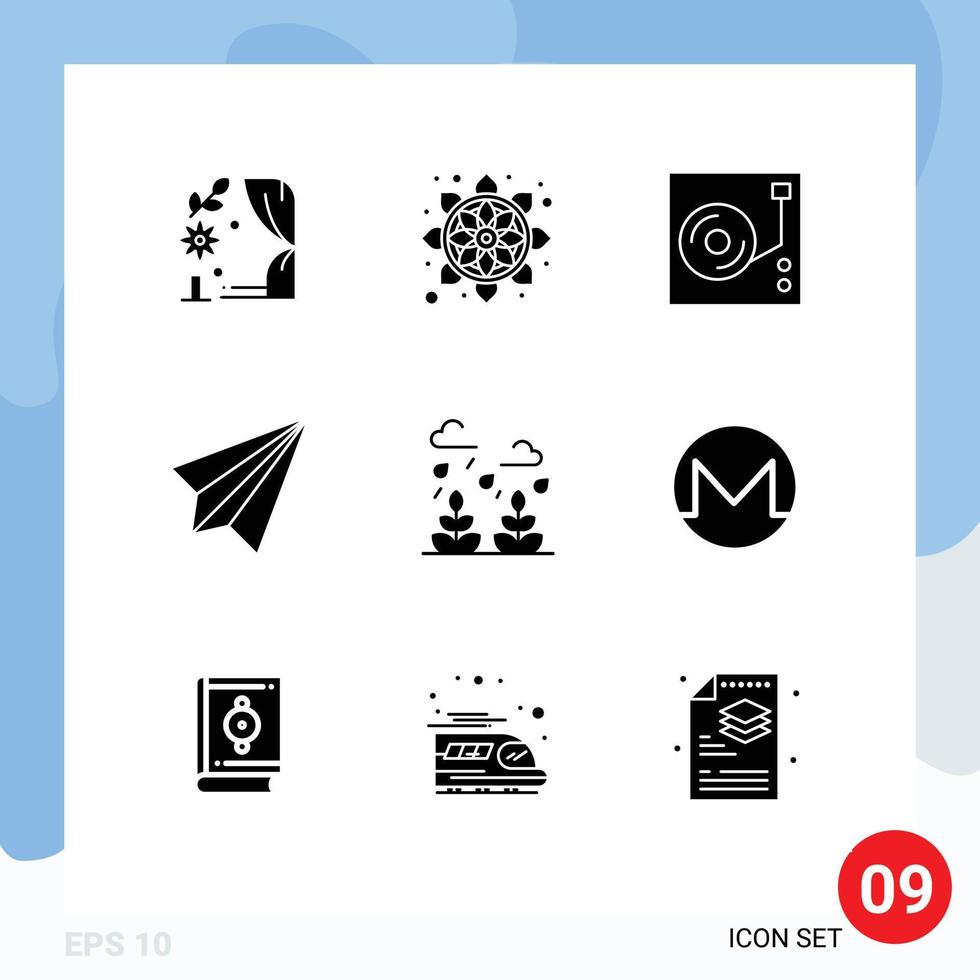 paquete de iconos de vectores de stock de 9 signos y símbolos de línea para el medio ambiente recibir música contáctenos comunicación elementos de diseño de vectores editables
