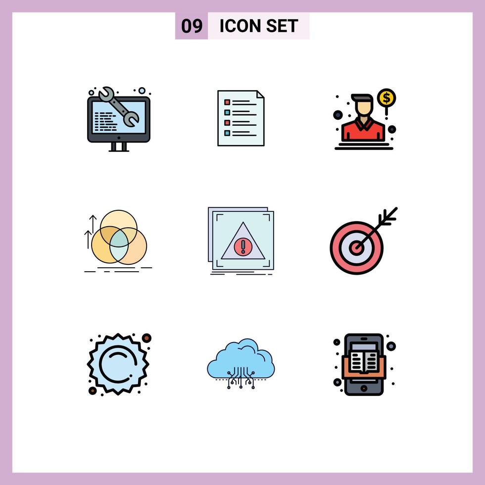 9 Thematic Vector Filledline Flat Colors and Editable Symbols of alignment balance page salesman person Editable Vector Design Elements