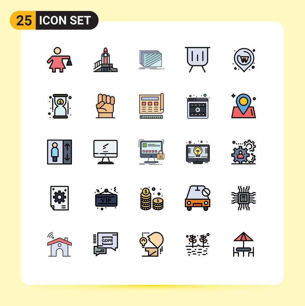 25 User Interface Filled line Flat Color Pack of modern Signs and Symbols of presentation graphic design finance textures Editable Vector Design Elements