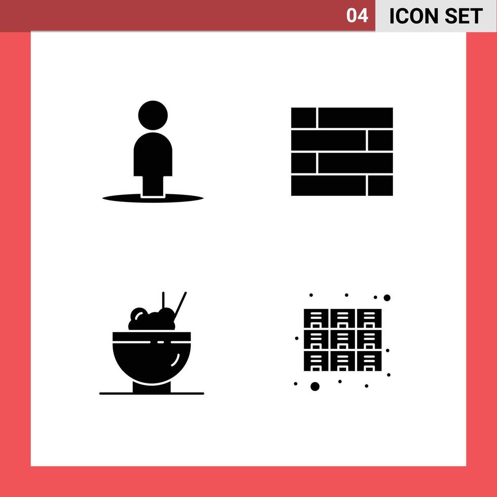 Group of 4 Solid Glyphs Signs and Symbols for avatar cabinet lock pad chinese furniture Editable Vector Design Elements