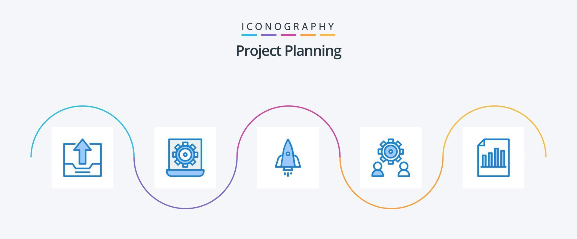 Project Planing Blue 5 Icon Pack Including preference. configure. preference. travel. speedup vector