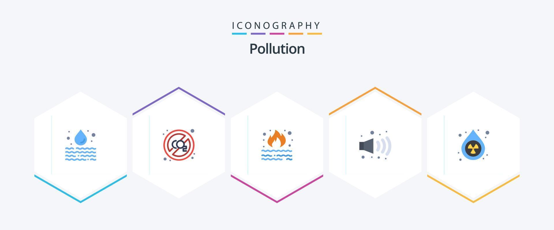 Pollution 25 Flat icon pack including environment. clean. fire. pollution. gas vector