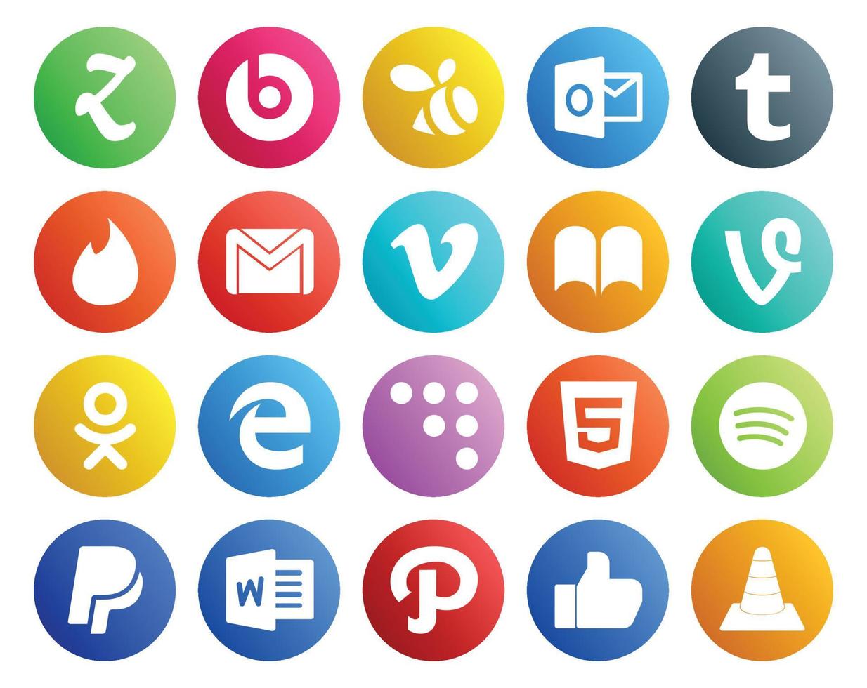 20 Social Media Icon Pack Including spotify coderwall mail edge vine vector