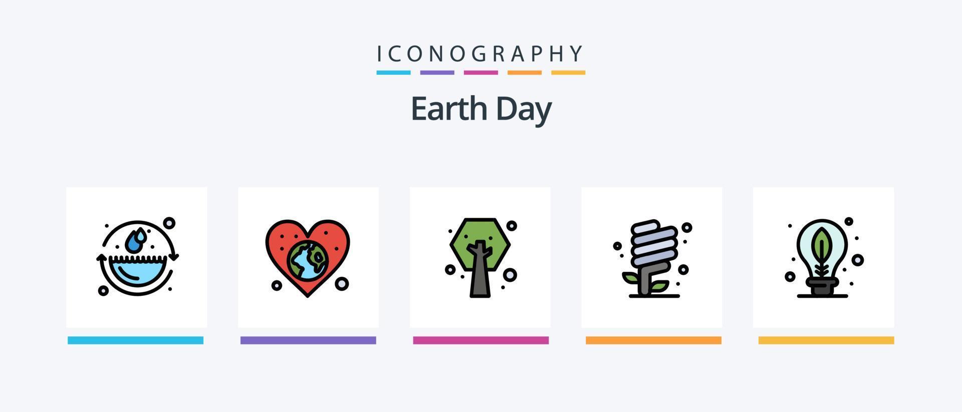 Earth Day Line Filled 5 Icon Pack Including earth. light. shirt. green. environment. Creative Icons Design vector