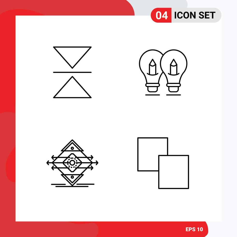 4 Creative Icons Modern Signs and Symbols of flip lane bulb pencil sign Editable Vector Design Elements