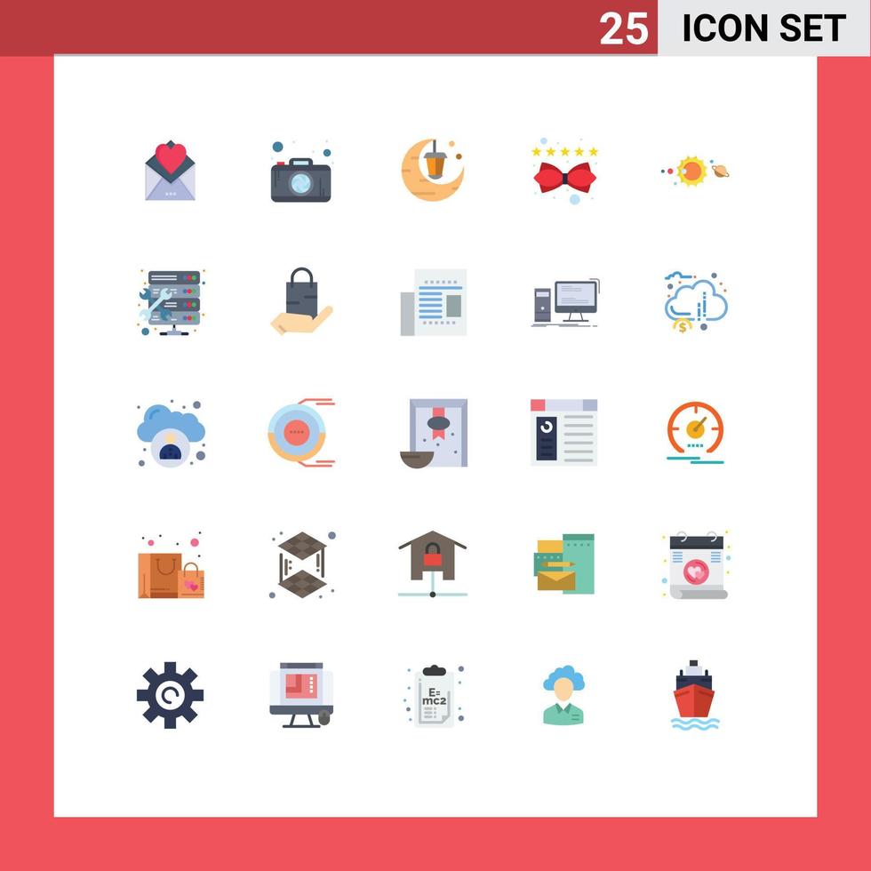 Editable Vector Line Pack of 25 Simple Flat Colors of system rating celebrate lead content Editable Vector Design Elements