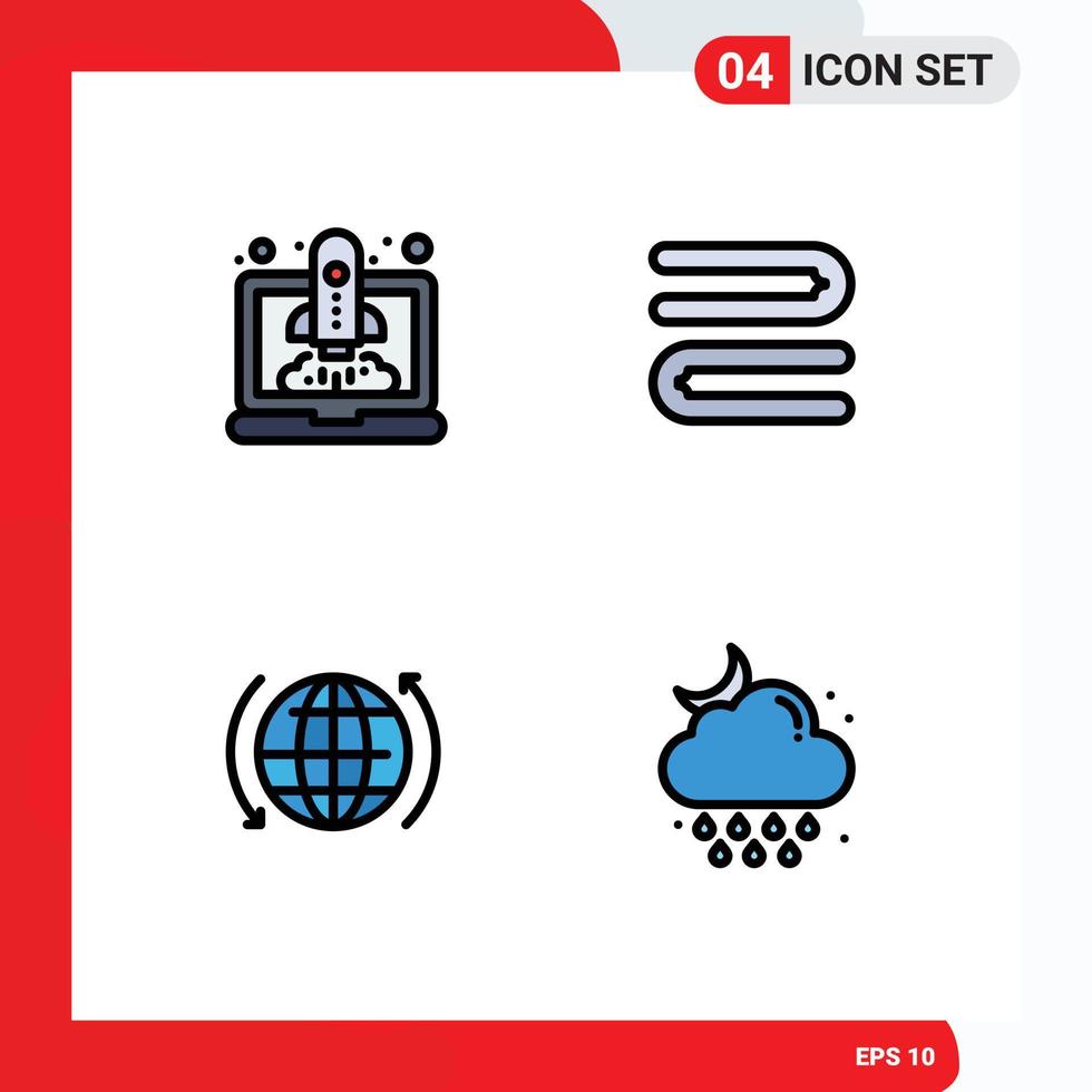 4 Filledline Flat Color concept for Websites Mobile and Apps boost internet startup towel cloud Editable Vector Design Elements