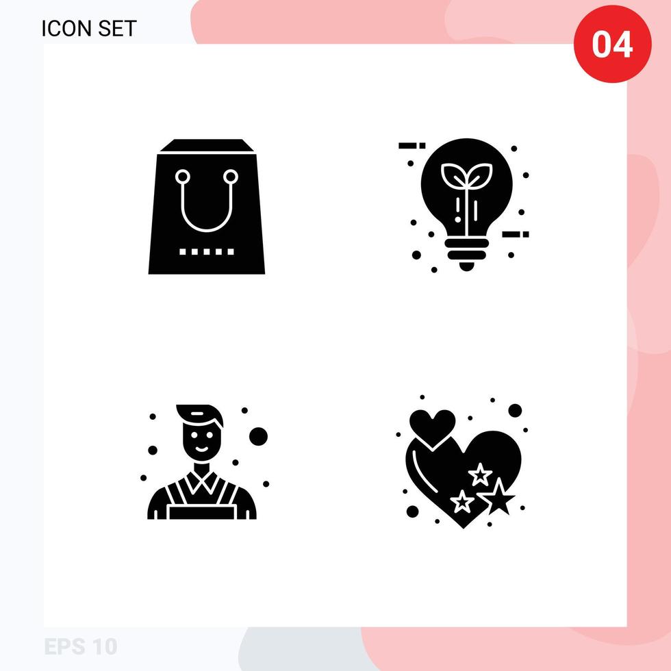 Group of 4 Solid Glyphs Signs and Symbols for buy light package eco painter Editable Vector Design Elements