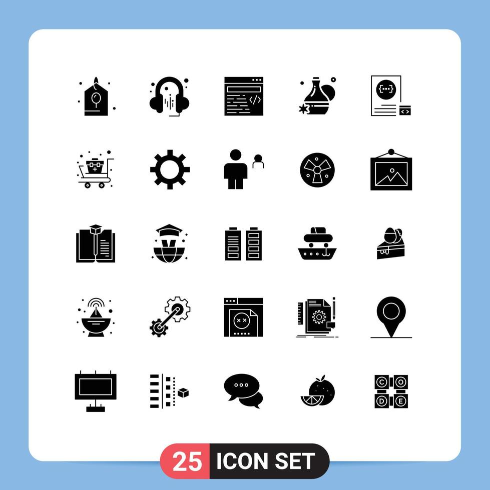 25 Universal Solid Glyph Signs Symbols of planning develop design coding spa Editable Vector Design Elements