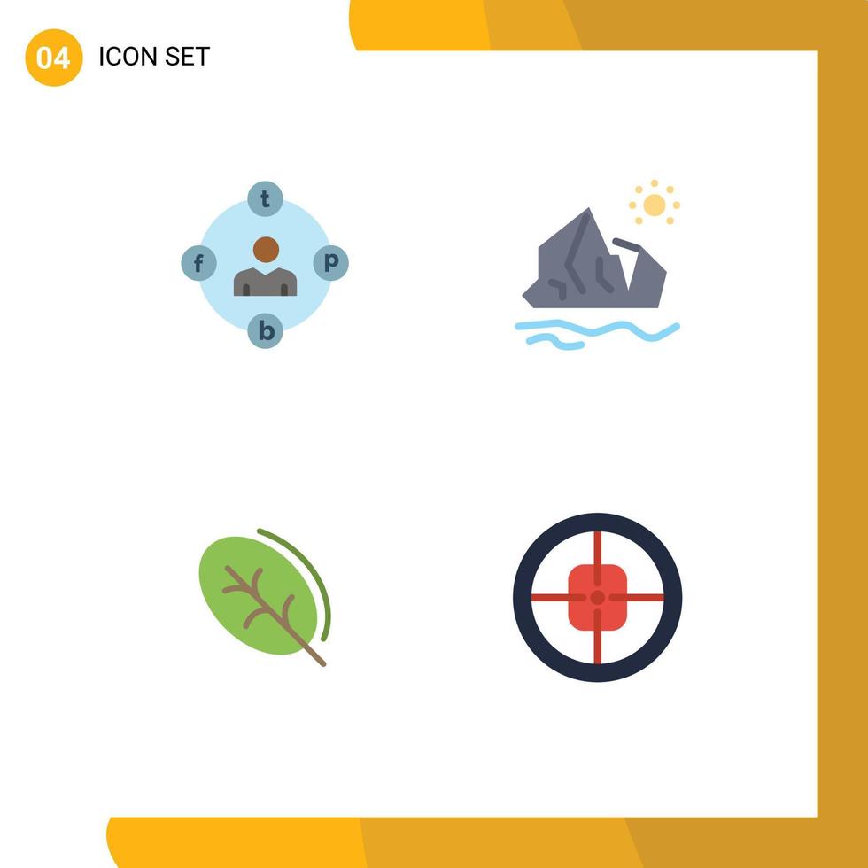 Set of 4 Commercial Flat Icons pack for social media melting media environment leaf Editable Vector Design Elements