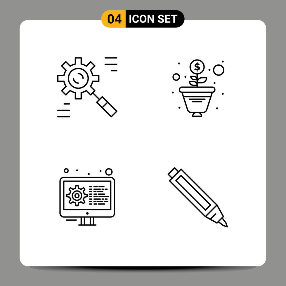 Pictogram Set of 4 Simple Filledline Flat Colors of business development effective money settings Editable Vector Design Elements