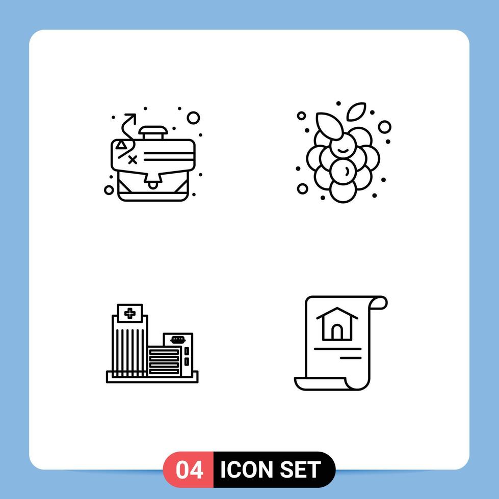 Mobile Interface Line Set of 4 Pictograms of path estate case vine appartment Editable Vector Design Elements