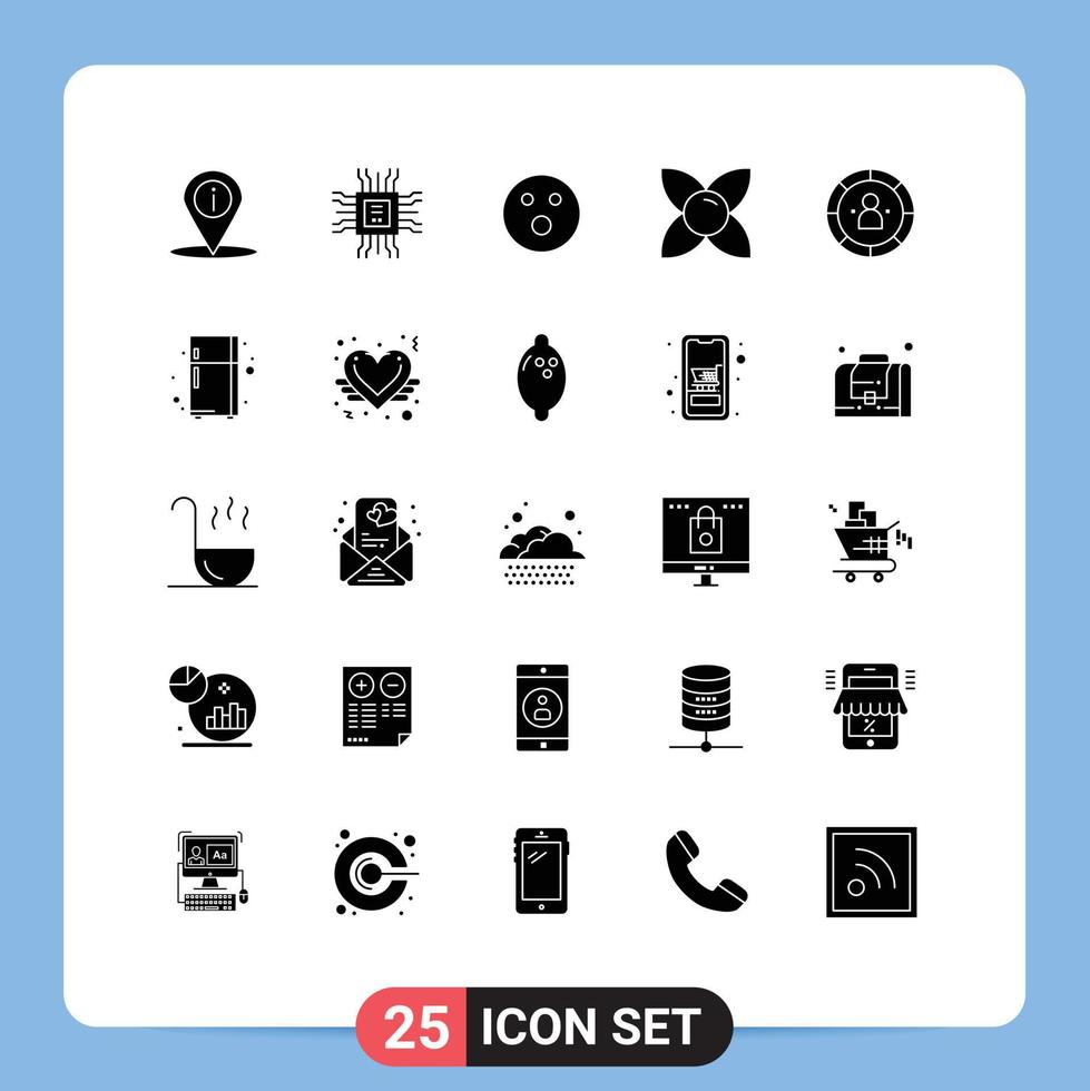 Mobile Interface Solid Glyph Set of 25 Pictograms of data nature golfball herb bloom Editable Vector Design Elements