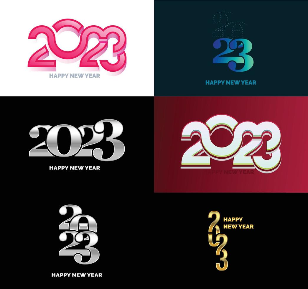 Big Set of 2023 Happy New Year logo text design 2023 number design template vector