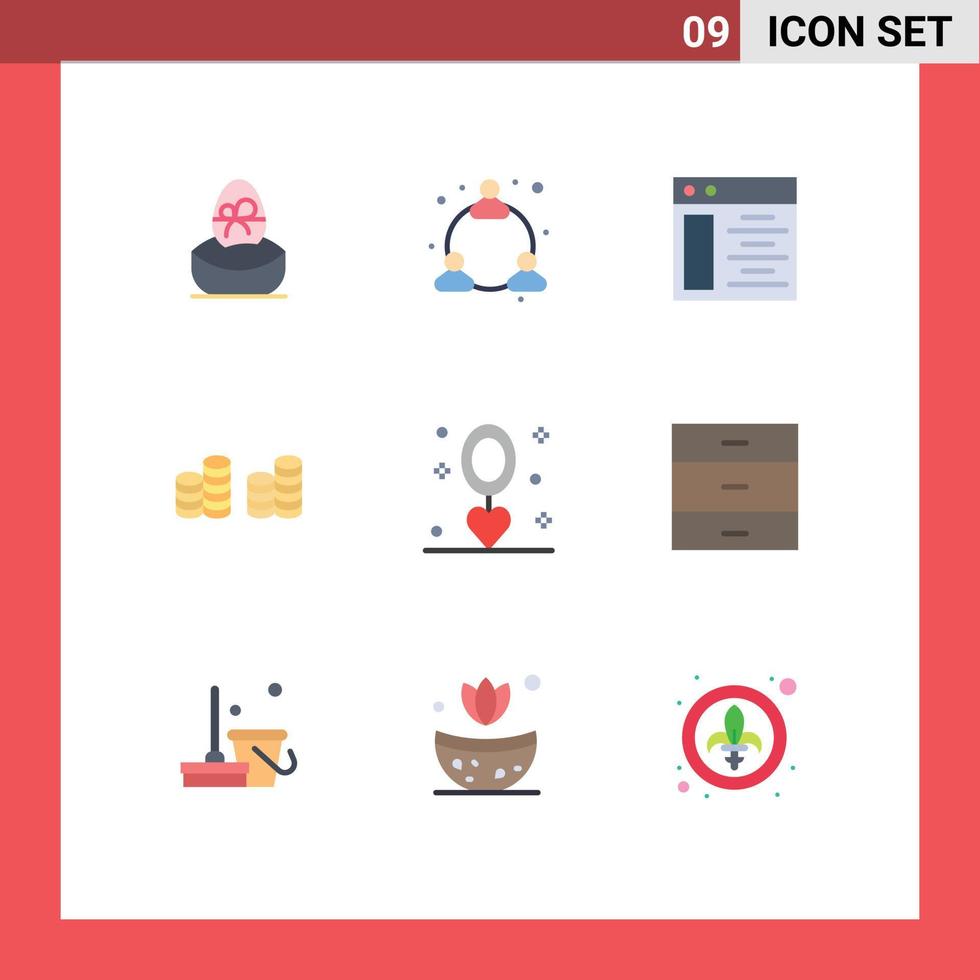 9 Flat Color concept for Websites Mobile and Apps necklace event web celebration coins Editable Vector Design Elements