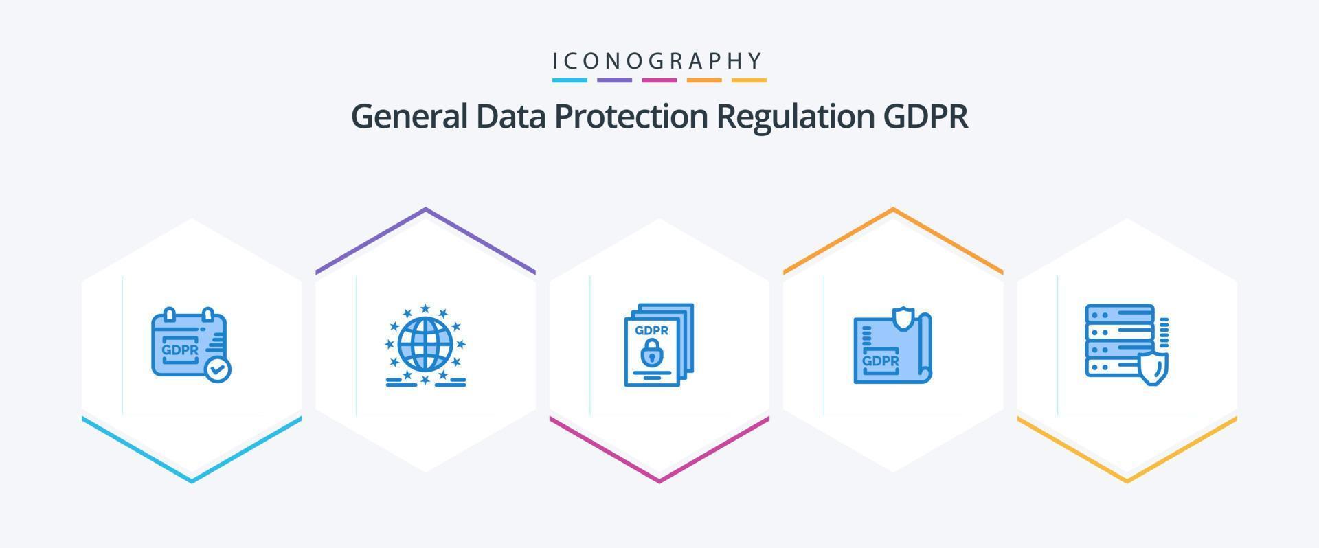 Gdpr 25 Blue icon pack including protection. lock. data. gdpr. secure vector