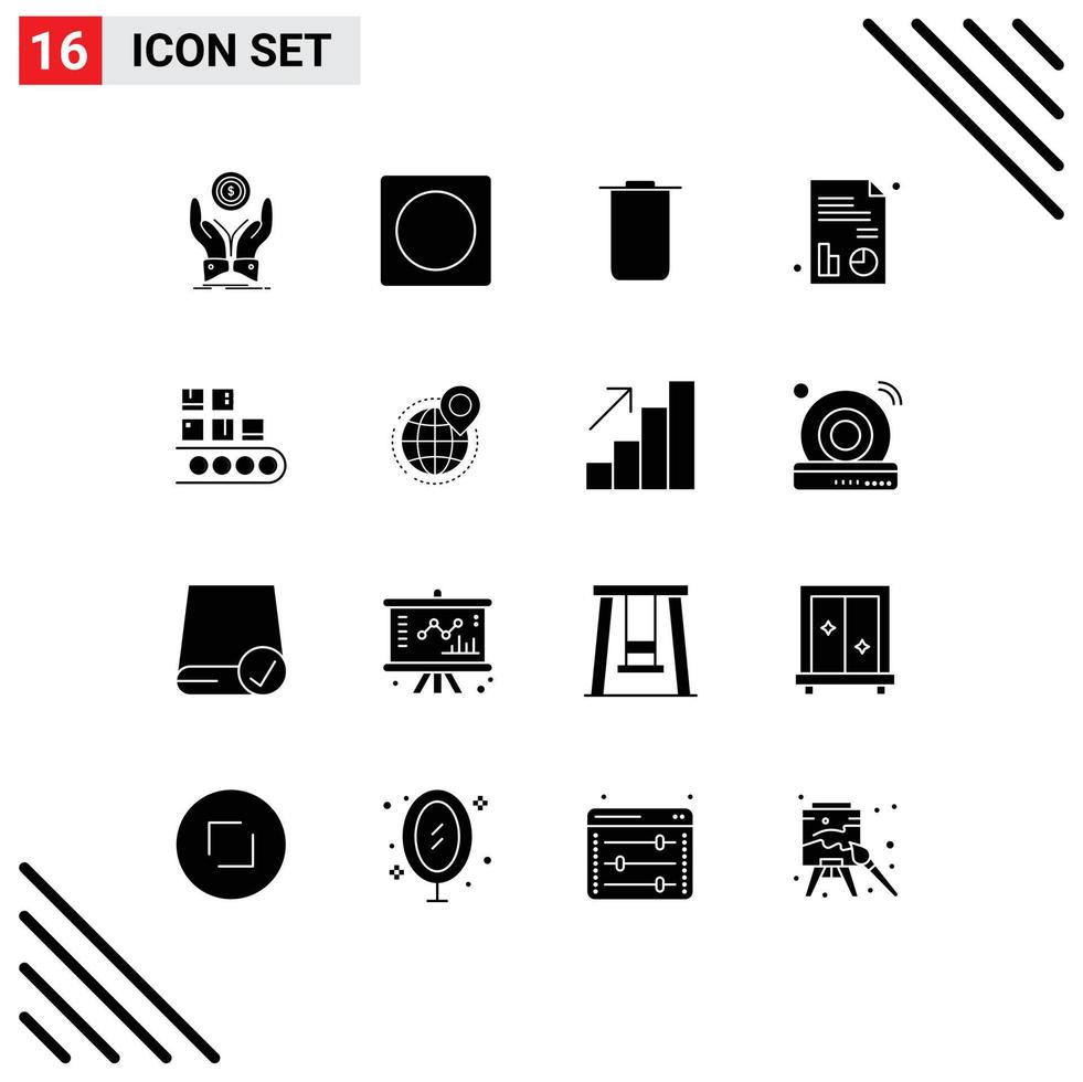 Modern Set of 16 Solid Glyphs and symbols such as management business overlay chart medical Editable Vector Design Elements