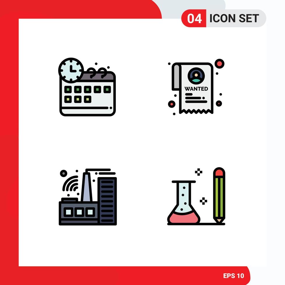 Modern Set of 4 Filledline Flat Colors and symbols such as corporate education institution building knowledge Editable Vector Design Elements