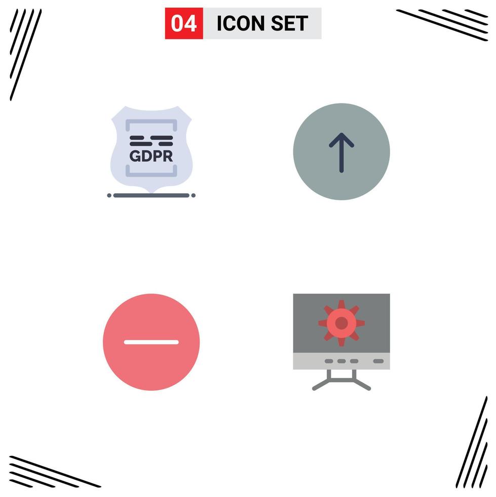 Set of 4 Modern UI Icons Symbols Signs for data privacy web privacy browser media Editable Vector Design Elements