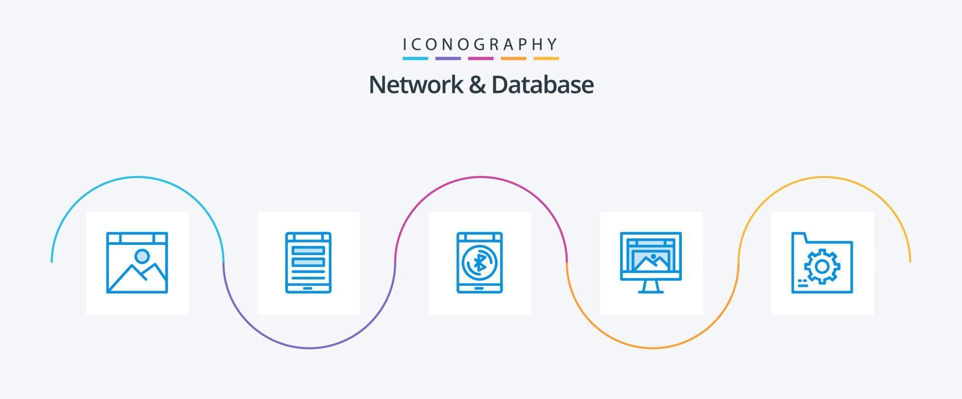 Network And Database Blue 5 Icon Pack Including design. app. smartphone. data vector