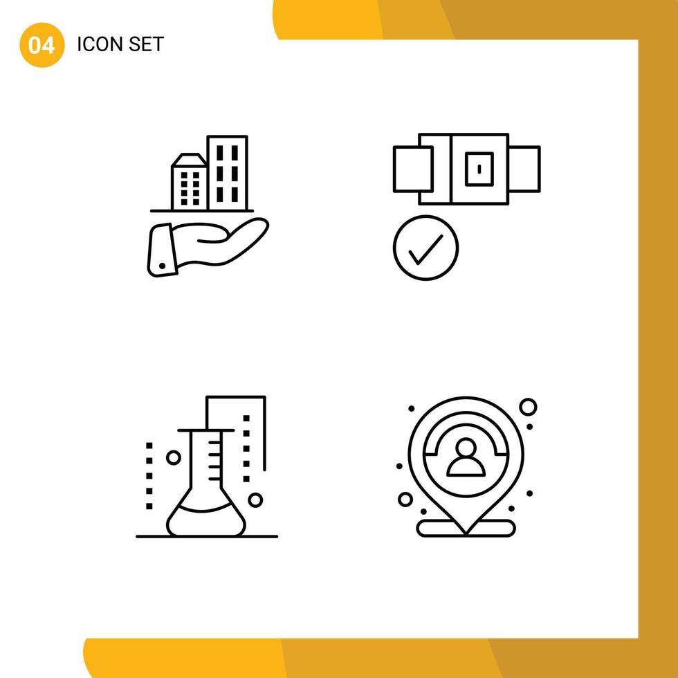 4 Creative Icons Modern Signs and Symbols of architecture science lab sustainable safety scientific research Editable Vector Design Elements