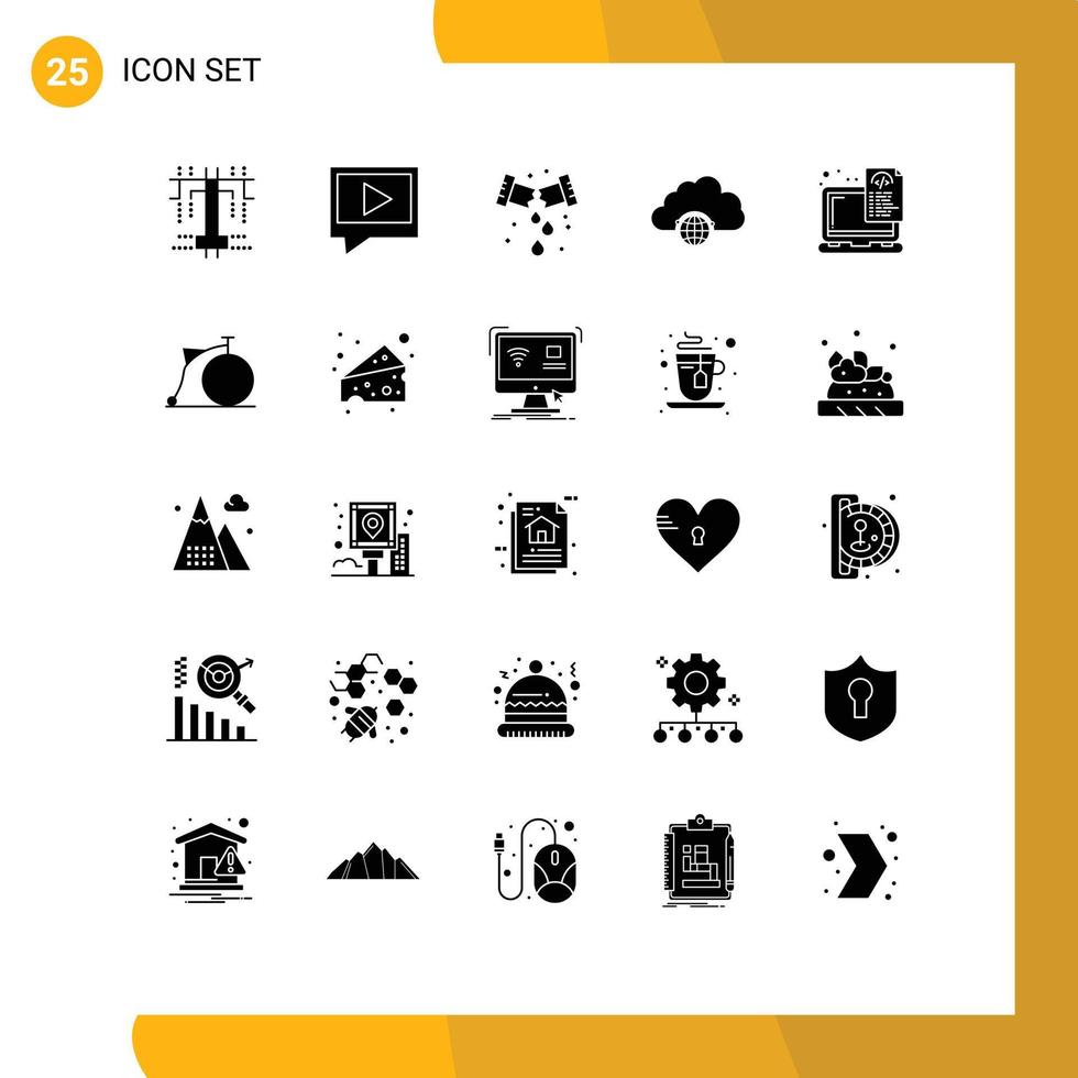 Modern Set of 25 Solid Glyphs and symbols such as files device plumber infrastructure globe Editable Vector Design Elements