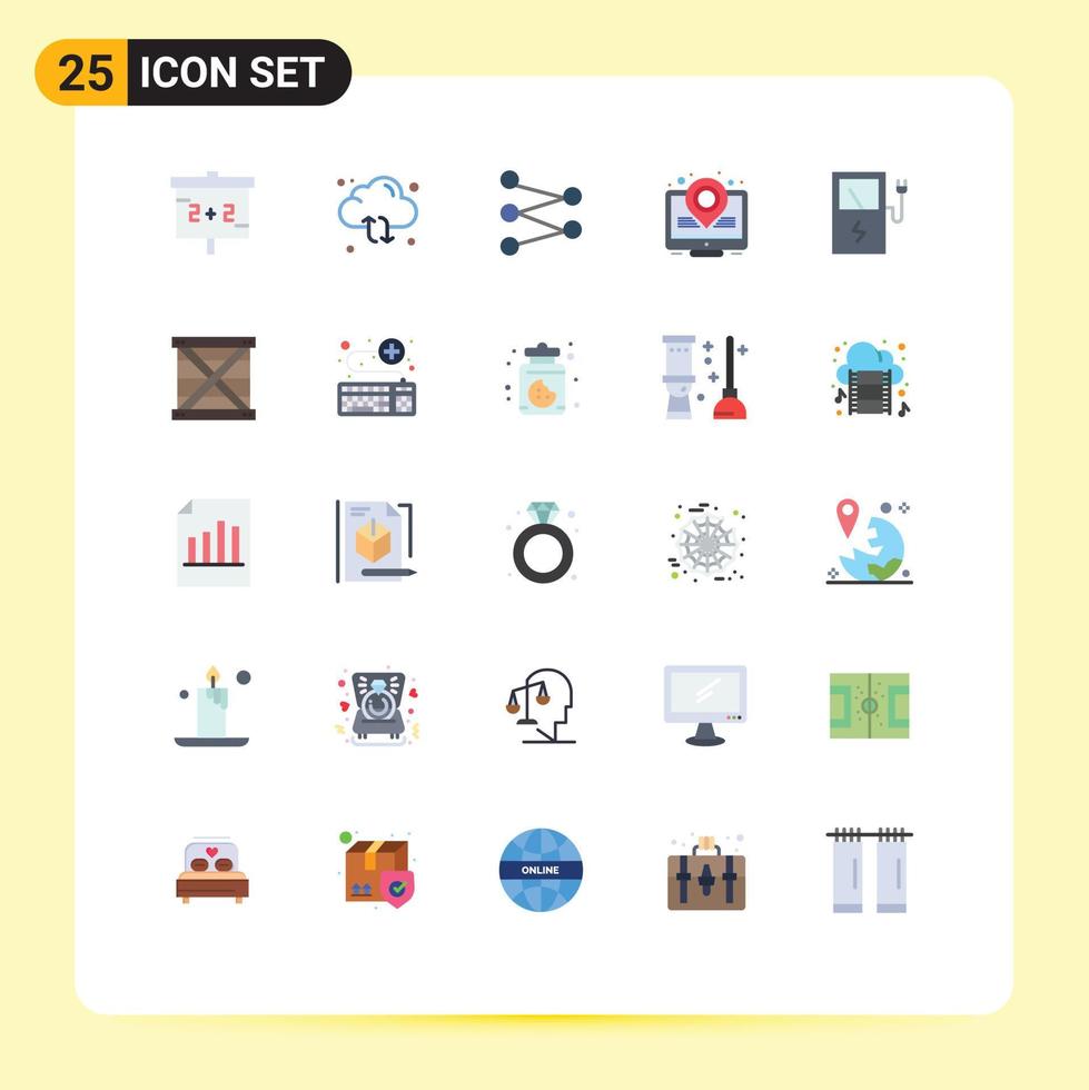 Pack of 25 creative Flat Colors of box electric figure charge marketing Editable Vector Design Elements