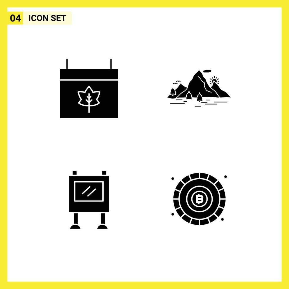 4 Creative Icons Modern Signs and Symbols of autumn advertisement thanksgiving landscape billboard Editable Vector Design Elements