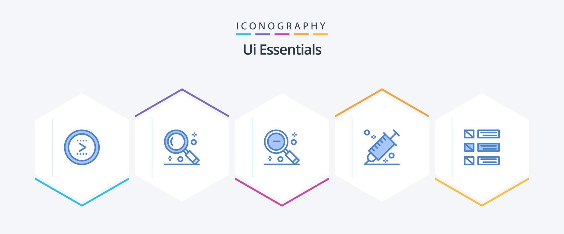 Ui Essentials 25 Blue icon pack including design. color. search. ui. out vector
