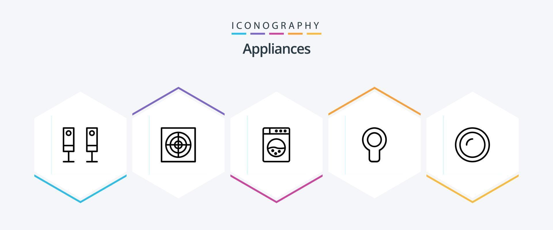Appliances 25 Line icon pack including household. cooking. washing. appliances. wind vector
