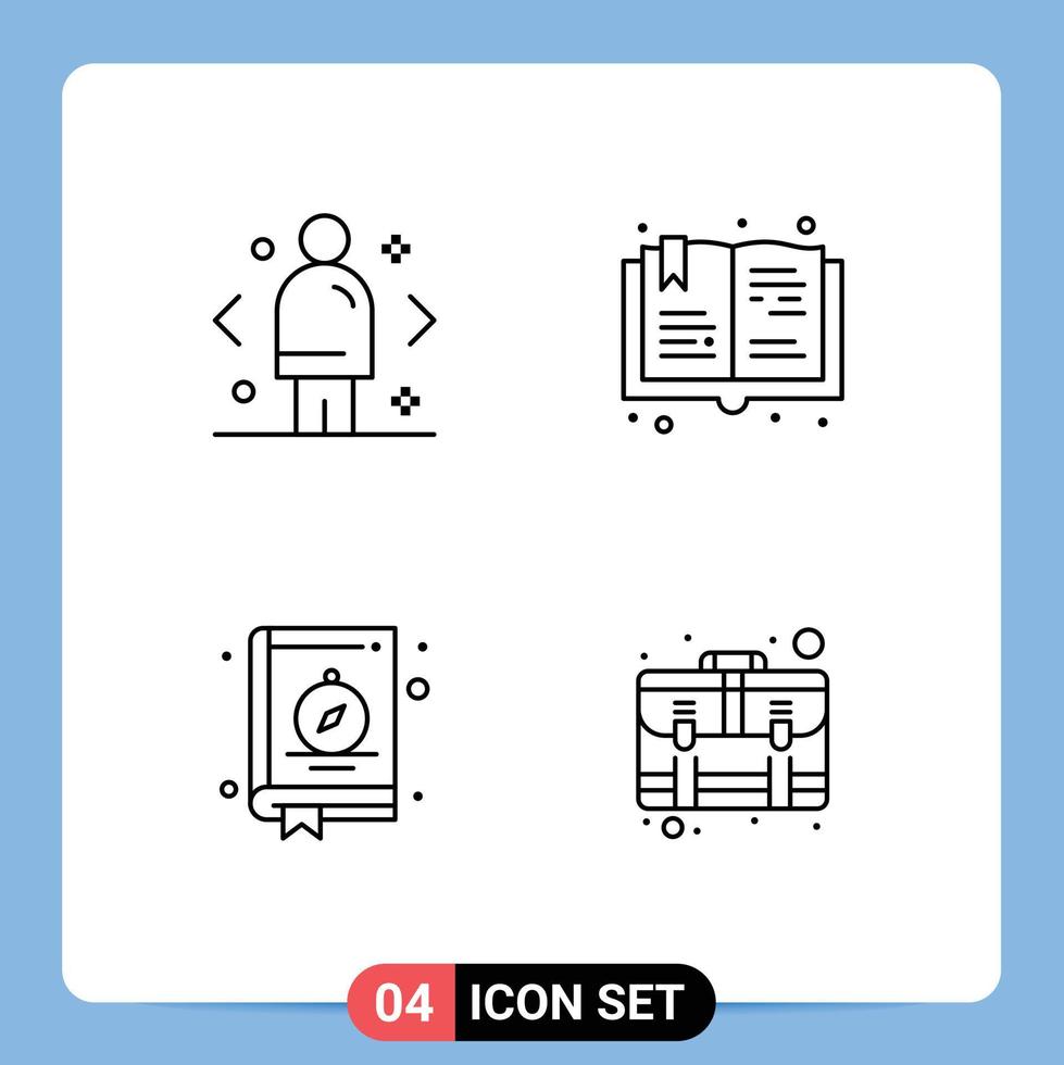 4 Universal Line Signs Symbols of business compass direction read location Editable Vector Design Elements