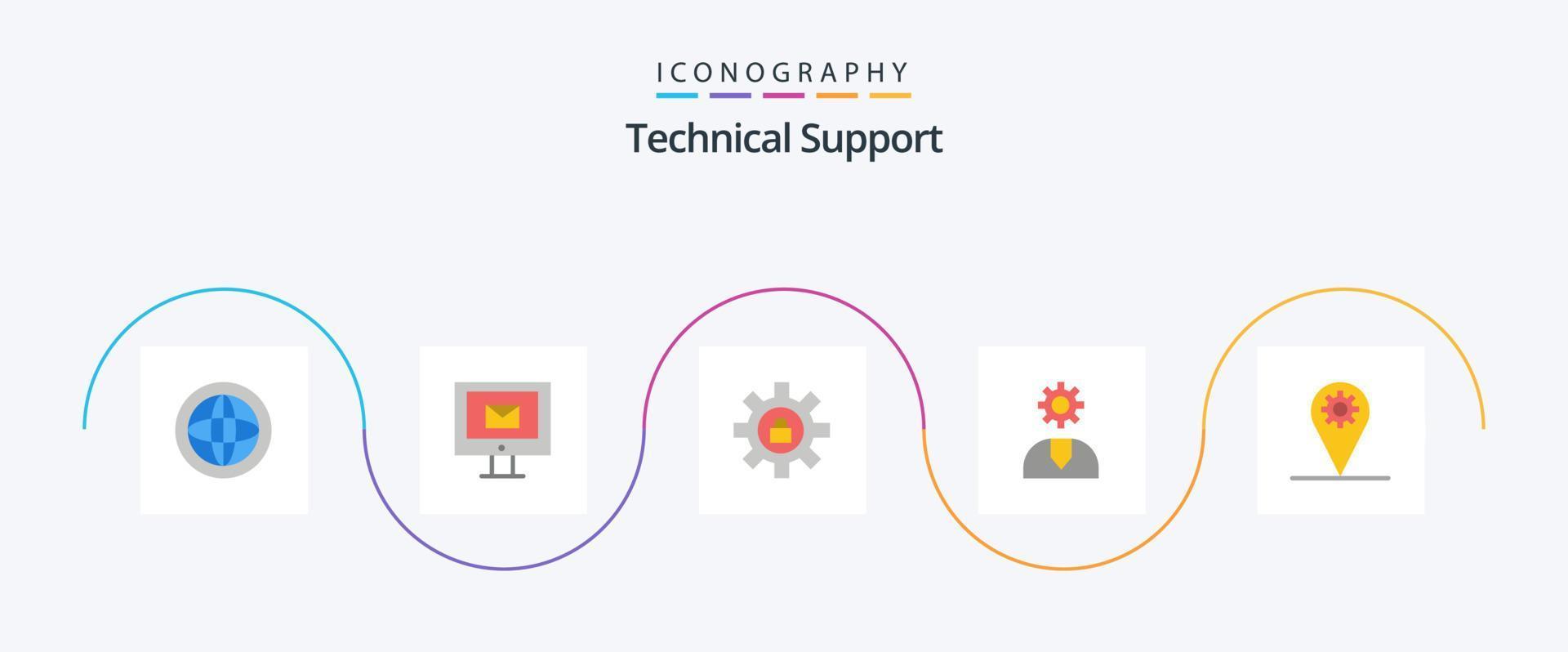 paquete de iconos planos de soporte técnico 5 que incluye soporte. ayudar. Servicio. cliente. apoyo vector