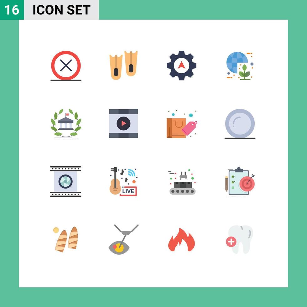 Group of 16 Modern Flat Colors Set for cancel cursor exit flippers global Editable Pack of Creative Vector Design Elements