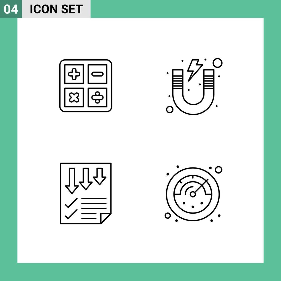 Line Pack of 4 Universal Symbols of back to school arrows formula magnet page Editable Vector Design Elements