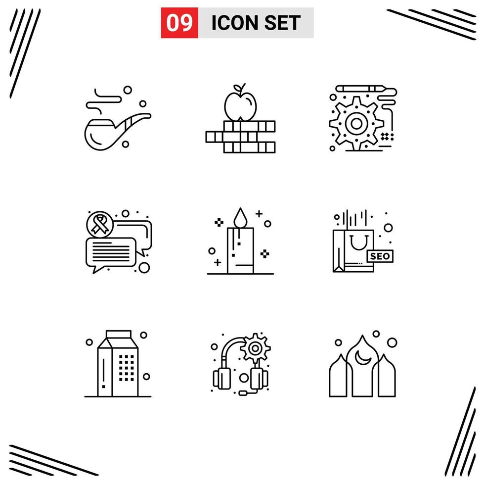 User Interface Pack of 9 Basic Outlines of package holiday development celebration sign Editable Vector Design Elements