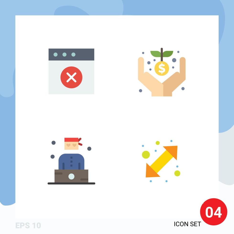 4 Thematic Vector Flat Icons and Editable Symbols of app professions crowd money arrow Editable Vector Design Elements