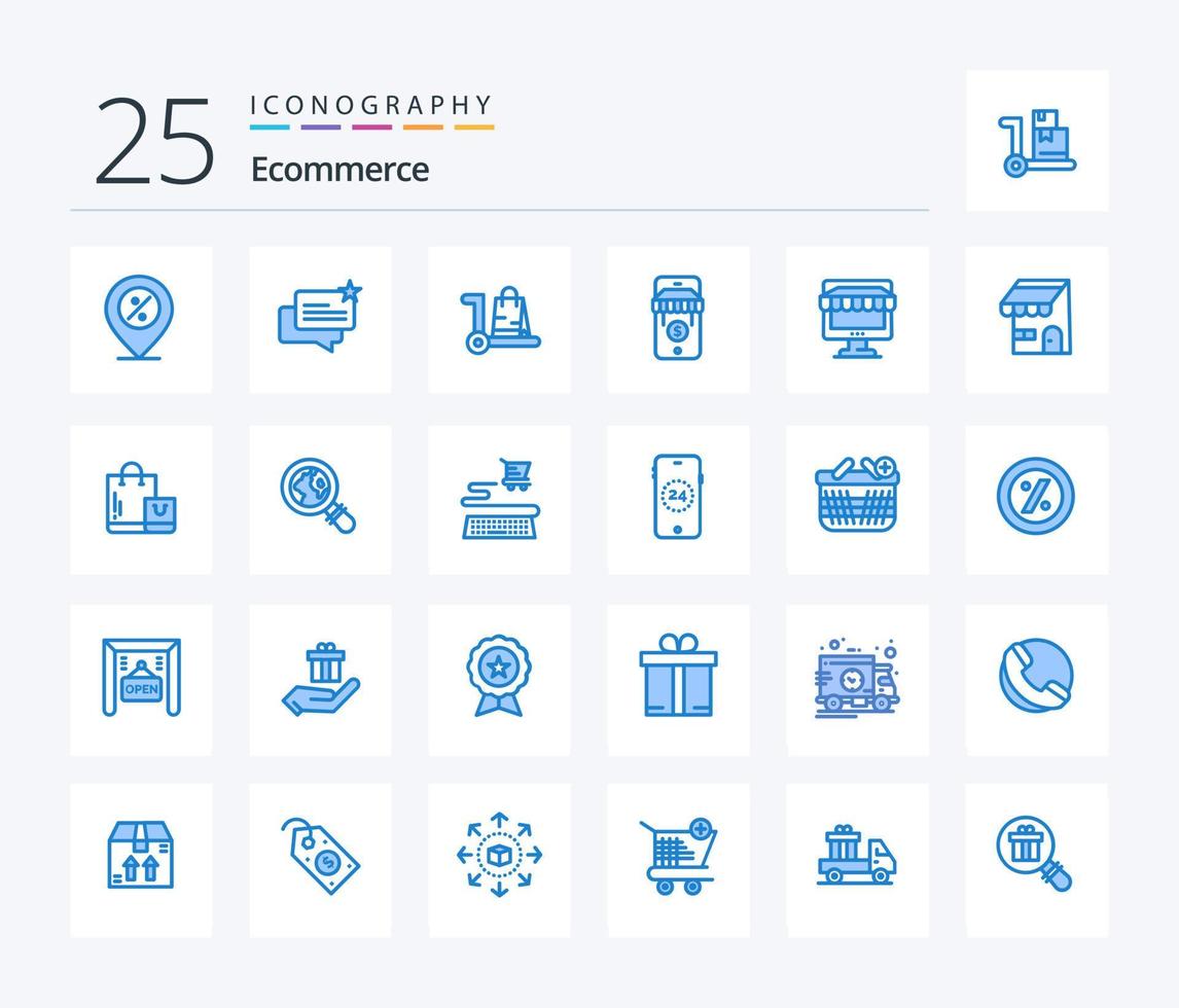 Ecommerce 25 Blue Color icon pack including ecommerce. shop. shop. ecommerce. shop vector