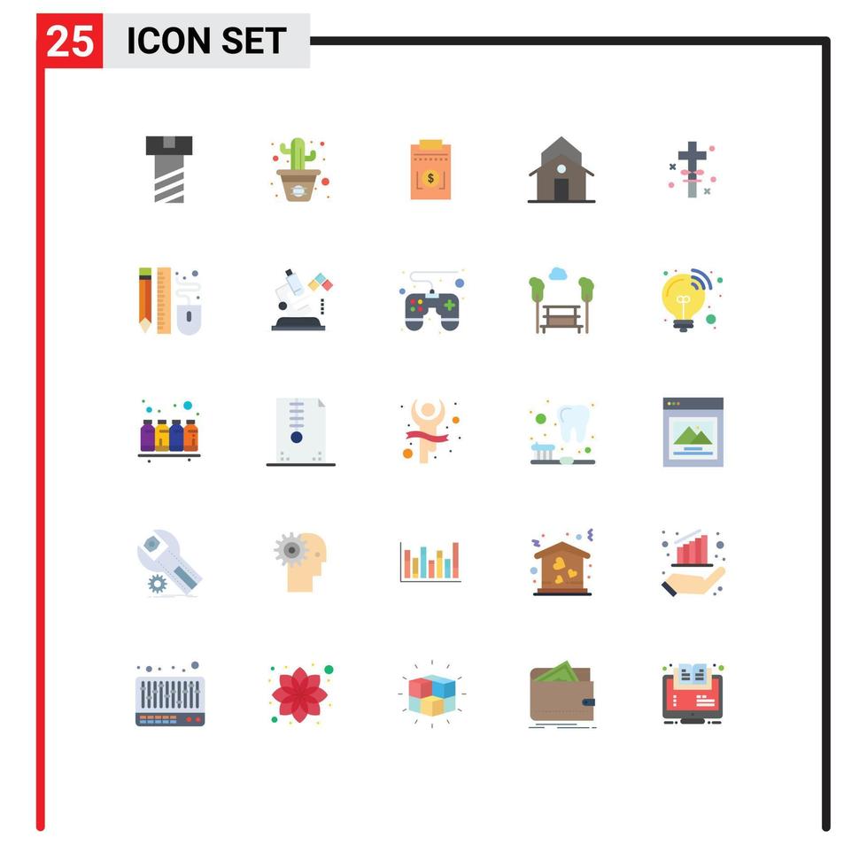 Set of 25 Vector Flat Colors on Grid for holy cross dollar tower house Editable Vector Design Elements