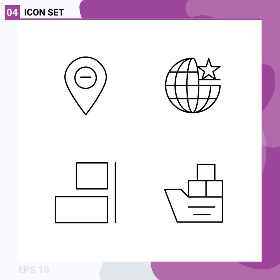 Line Pack of 4 Universal Symbols of minimize align marker globe right Editable Vector Design Elements