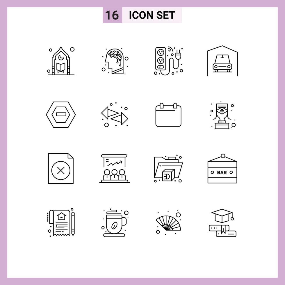 Stock Vector Icon Pack of 16 Line Signs and Symbols for negative car cable van energy Editable Vector Design Elements