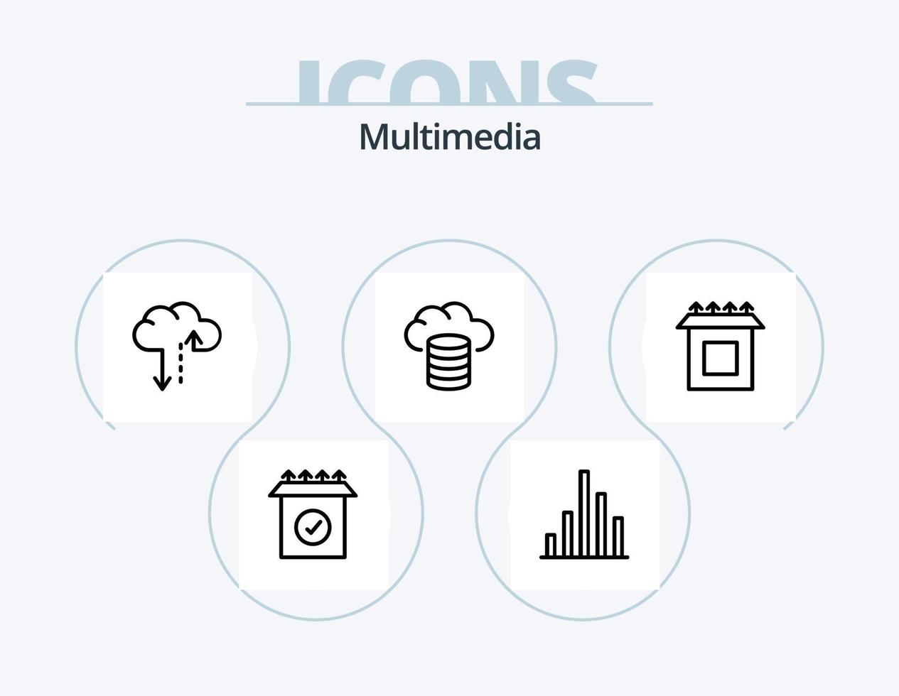 paquete de iconos de línea multimedia 5 diseño de iconos. . . globo. sincronizar respaldo vector