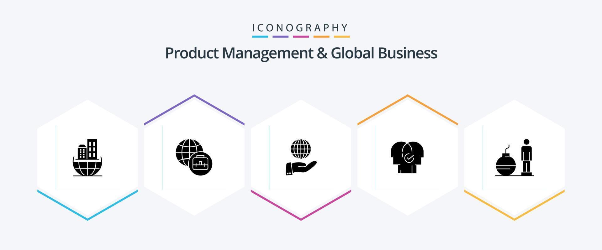 Product Managment And Global Business 25 Glyph icon pack including problem. debt. services. business. resources vector